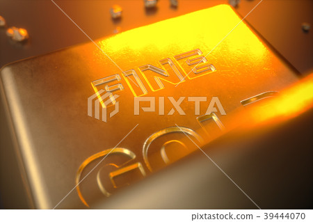 3D illustration close-up Gold Bars, weight of Gold 3D illustration close-up Gold Bars, weight of Gold 39444070