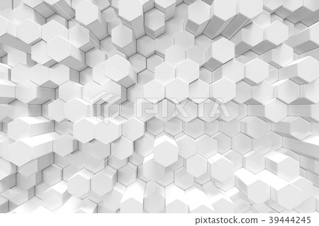 White geometric hexagonal abstract background, 3d 39444245
