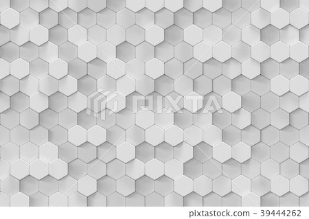 3D Rendering white geometric hexagonal abstract 39444262