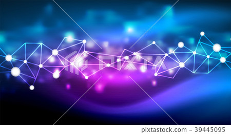 Shiny stars, neon glowing digital connected light Shiny stars, neon glowing digital connected light 39445095