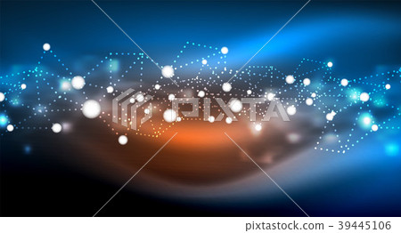 Shiny stars, neon glowing digital connected light 39445106