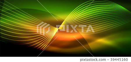 Glowing abstract wave on dark, shiny motion, magic 39445160