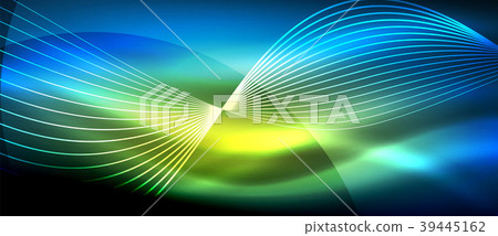 Glowing abstract wave on dark, shiny motion, magic 39445162