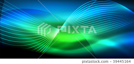 Glowing abstract wave on dark, shiny motion, magic 39445164