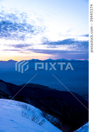 Southern Alps Mountain Peak and Mt. Fuji at dawn 39445374