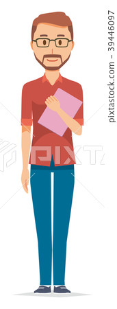 Bearded man wearing glasses has files 39446097