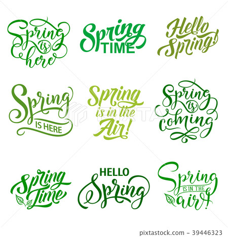 Vector springtime season quotes icons vector set 39446323