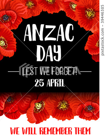 Anzac Remembrance Day red poppy flower banner Anzac Remembrance Day red poppy flower banner 39446385