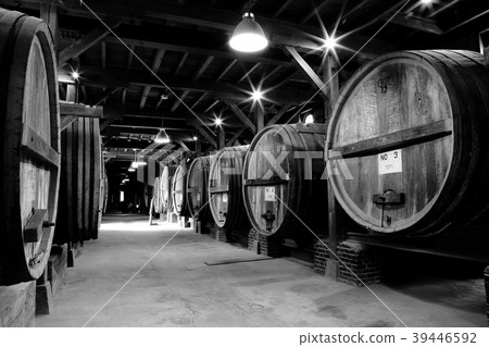 Ibaraki Prefecture Ushiku Chateau wine barrel (monochrome) 39446592