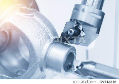 Close up of the CNC lathe  machine 39448846