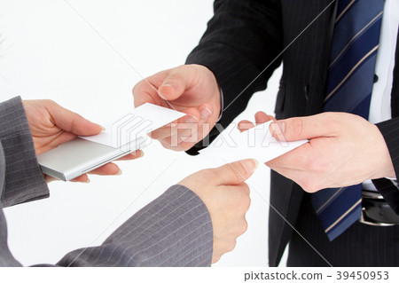 Business card exchange business person 39450953
