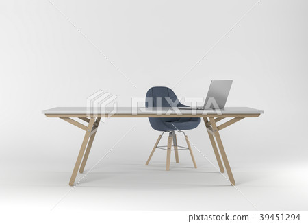 3D render of Studio with desk, chair and laptop. 3D render of Studio with desk, chair and laptop. 39451294