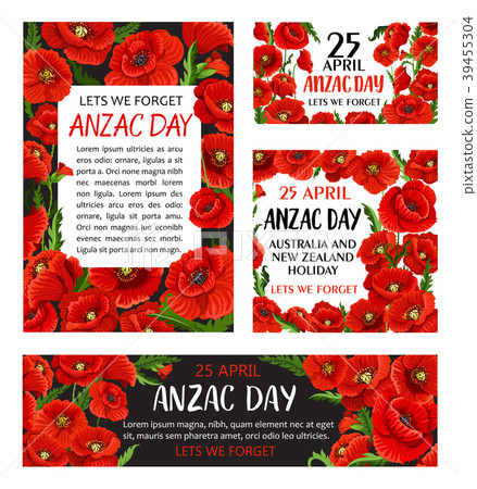 Anzac Day poppy flower memorial card design Anzac Day poppy flower memorial card design 39455304