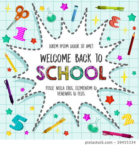Back to School vector sationery pattern poster Back to School vector sationery pattern poster 39455334