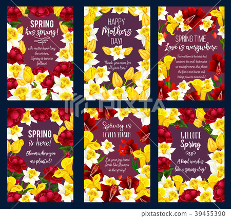 Spring Season Holiday banner with flower frame Spring Season Holiday banner with flower frame 39455390