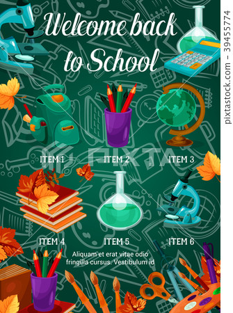 Back to School vector chalkboard pattern poster Back to School vector chalkboard pattern poster 39455774