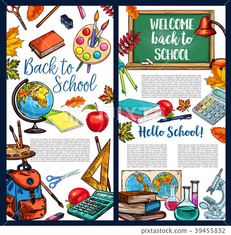 Back to School vector chalkboard sketch poster - Stock Illustration ...
