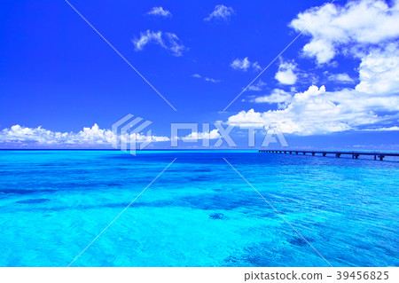 Sea with guidance light of Miyakojima and Shimo Airport in midsummer 39456825