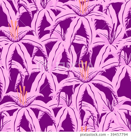 pattern with purple tropical flowers pattern with purple tropical flowers 39457794