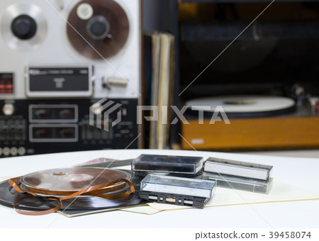 Vinyl record with copy space in front of a Vinyl record with copy space in front of a 39458074