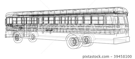 School bus outline - Stock Illustration [39458100] - PIXTA