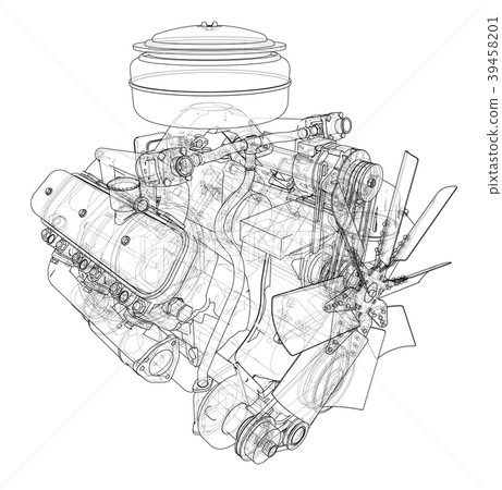 Engine sketch. 3d illustration Engine sketch. 3d illustration 39458201