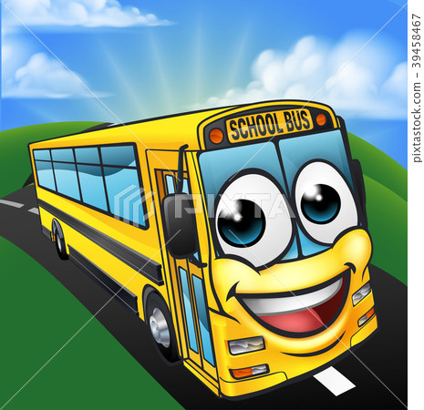 School Bus Cartoon Character Mascot Scene 39458467