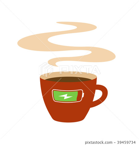 Coffee cup with charging battery symbol. 39459734