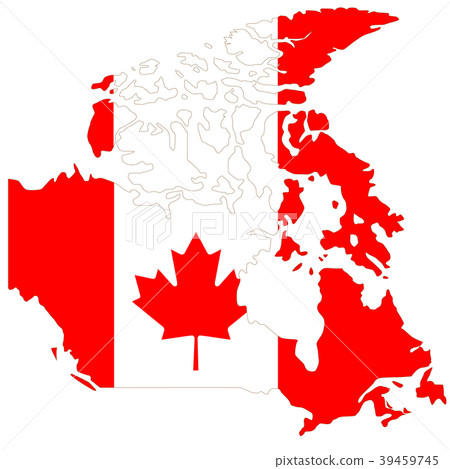 加拿大地圖和國旗 39459745
