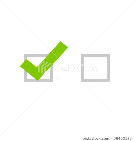 Tick icon vector symbol, flat cartoon green 39460183