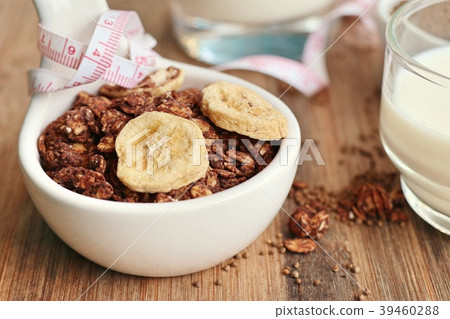 healthy granola with milk 39460288