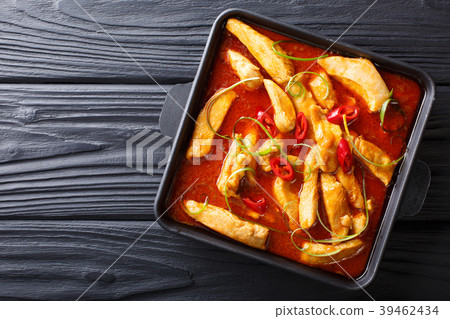 Spicy chicken pangang curry close-up on a plate Spicy chicken pangang curry close-up on a plate 39462434