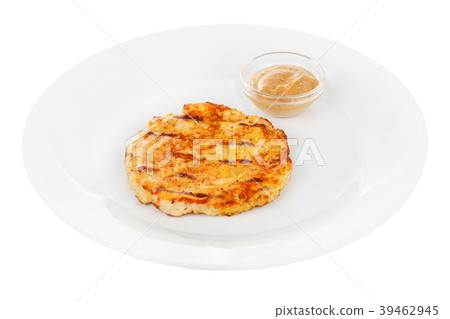 Meat steak, cutlet with Mustard sauce isolated Meat steak, cutlet with Mustard sauce isolated 39462945