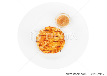 Meat steak, cutlet with Mustard sauce isolated Meat steak, cutlet with Mustard sauce isolated 39462947