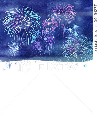 烟花夜空水彩例证 图库插图