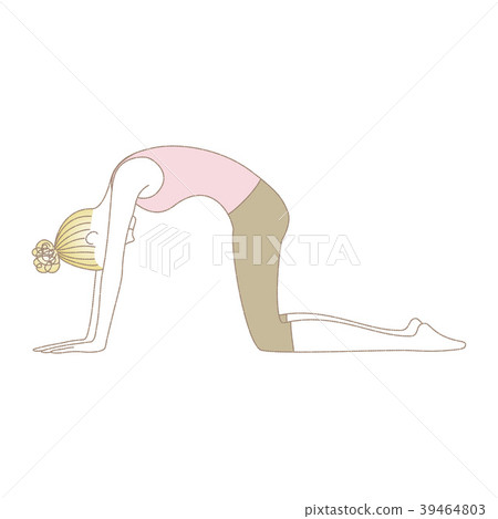 Young woman doing yoga cat pose Young woman doing yoga cat pose 39464803