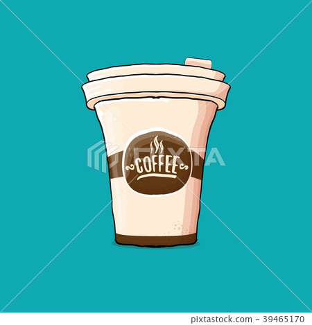 Coffee cup isolated on turquoise background 39465170
