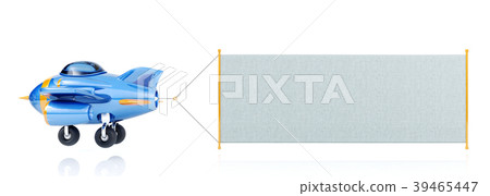 Cartoon Airplane Flying With Long Fabric Banner Stock