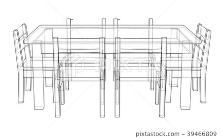 Table with chairs. 3d illustration 39466809