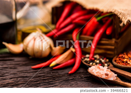 Composition with chili pepper and various spices 39466821