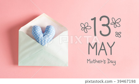 Mother's Day message with a blue heart cushion Mother's Day message with a blue heart cushion 39467198