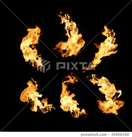 Fire flames collection isolated on black backgroun Fire flames collection isolated on black backgroun 39468189