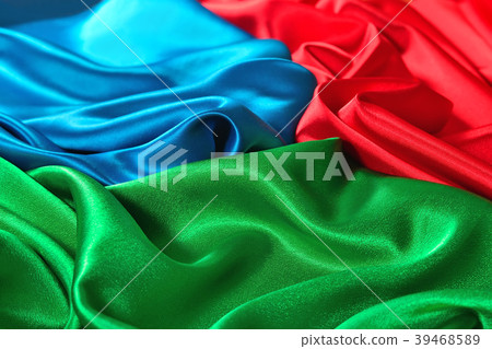 Natural blue, red and green satin fabric texture 39468589
