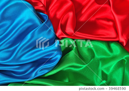 Natural blue, red and green satin fabric texture 39468590