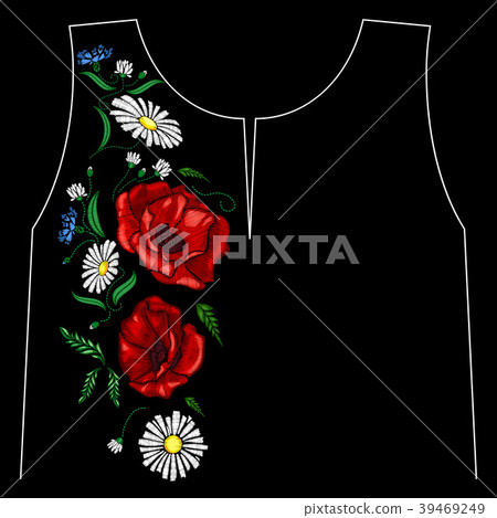 Embroidery poppies flowers. Patch for women's 39469249