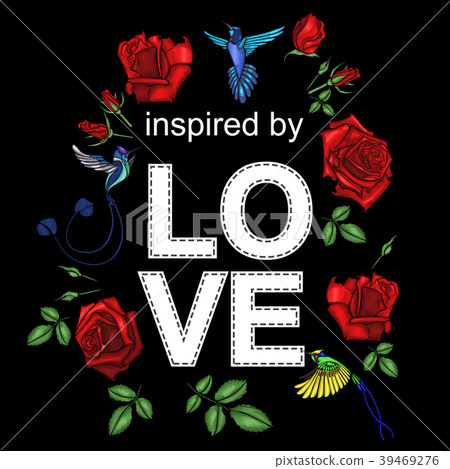 Embroidery poppies flowers. Patch for women's Embroidery poppies flowers. Patch for women's 39469276
