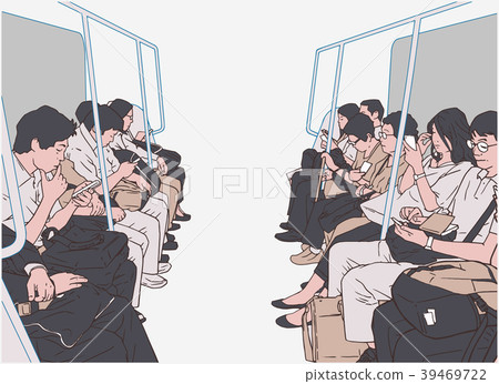 Illustration of people on public transport, metro Illustration of people on public transport, metro 39469722