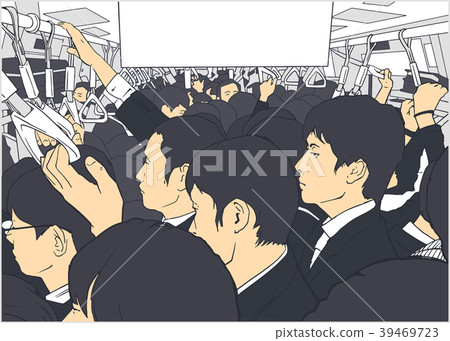 Illustration of salary men on metro in Tokyo Illustration of salary men on metro in Tokyo 39469723