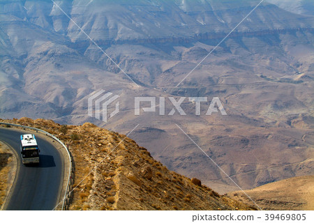 Jordan, Road, Bus in the mountains to Mount Nebo Jordan, Road, Bus in the mountains to Mount Nebo 39469805