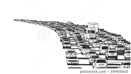 Illustration of rush hour traffic jam on freeway 39469808